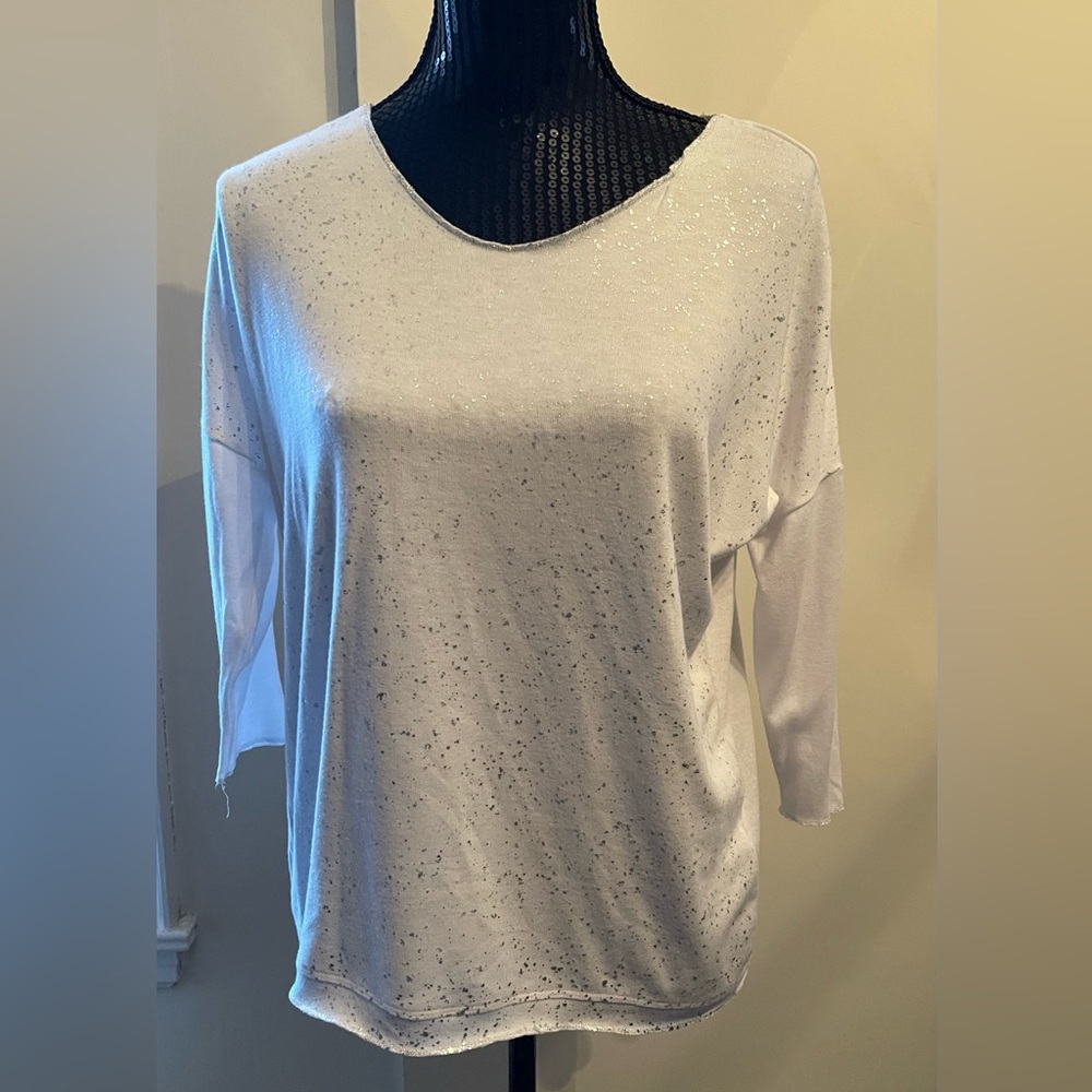 Charlie B White Top With Silver Sparkles Size Small